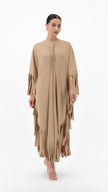 En&Ay Striped Fringe Dress beige