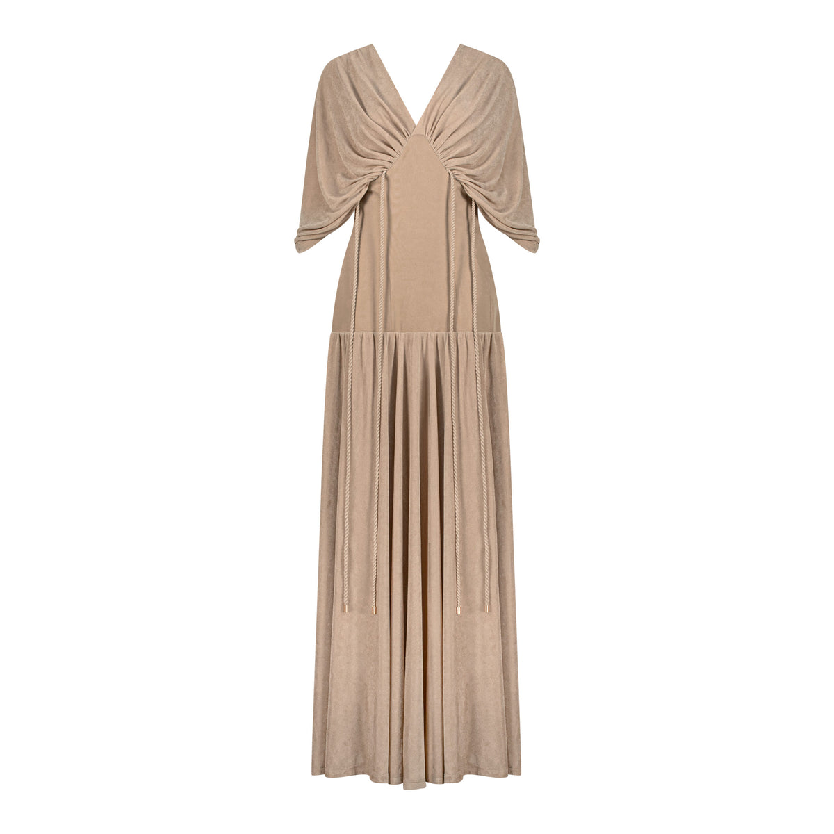 En&Ay Long vibrant beige dress with waist ties