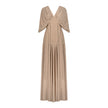 En&Ay Long vibrant beige dress with waist ties