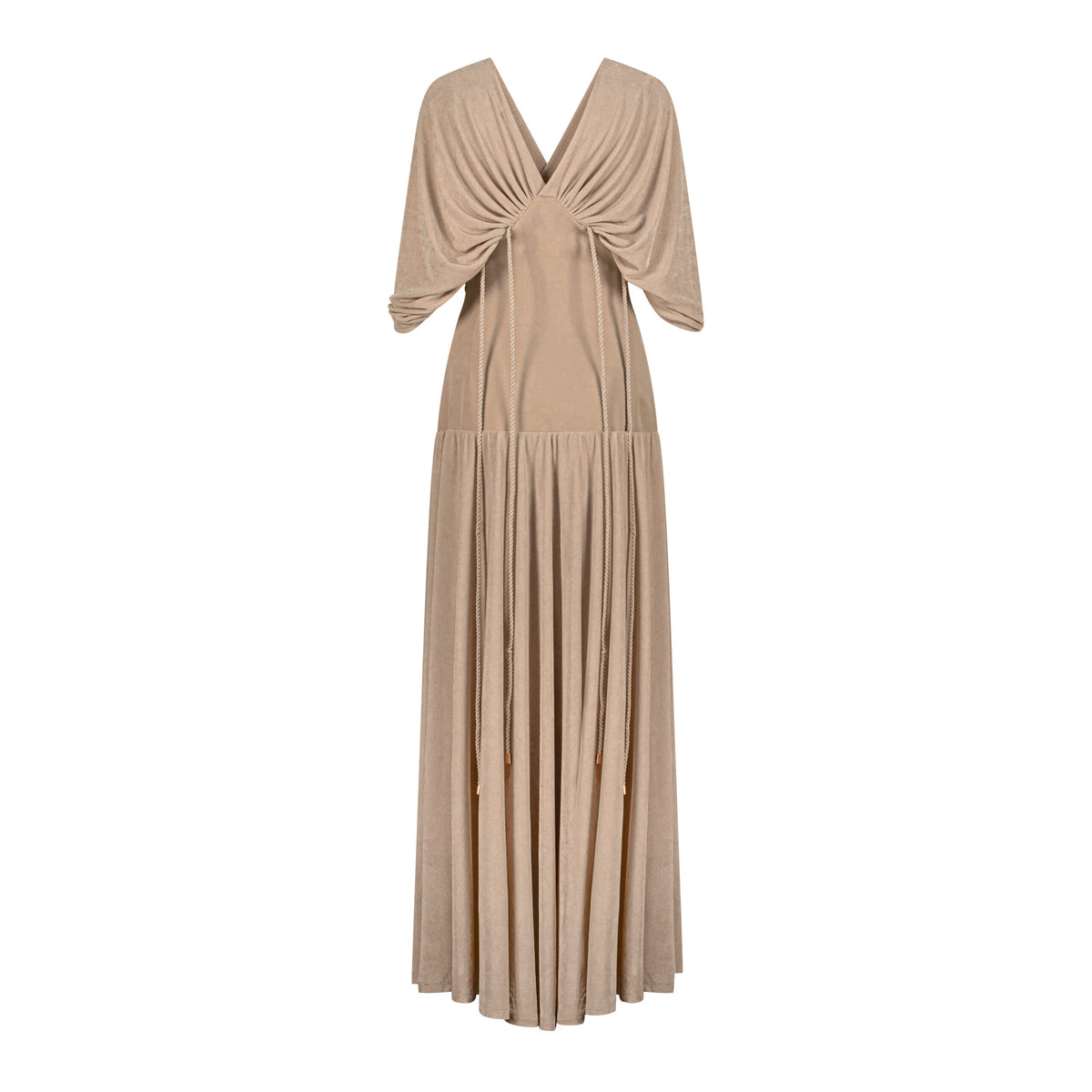 En&Ay Long vibrant beige dress with waist ties