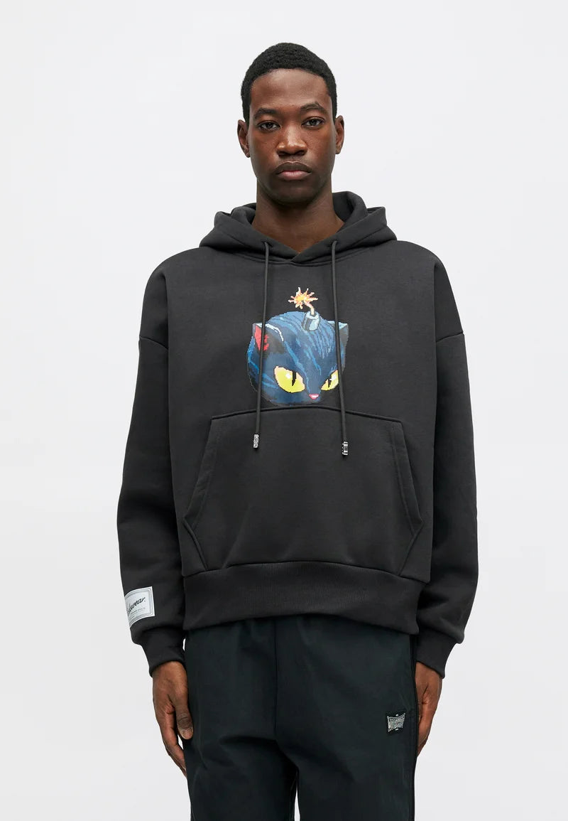 GCDS Kittho Pixel Printed Hoodie Grey