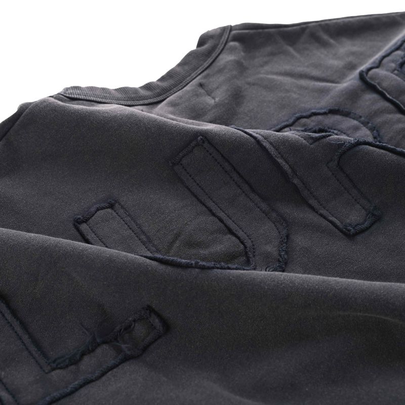 Theblurry Dark Blue Sweatshirt with Layered Logo Print (Unisex)