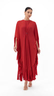 En&Ay Striped Fringe Dress Red