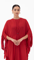 En&Ay Striped Fringe Dress Red