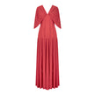 En&Ay Long vibrant red dress with waist ties