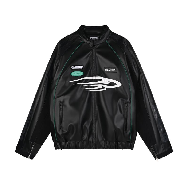 Theblurry Black leather racing jacket