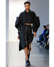 BESFXXK BLACK WAVY BOMBER SKIRTS