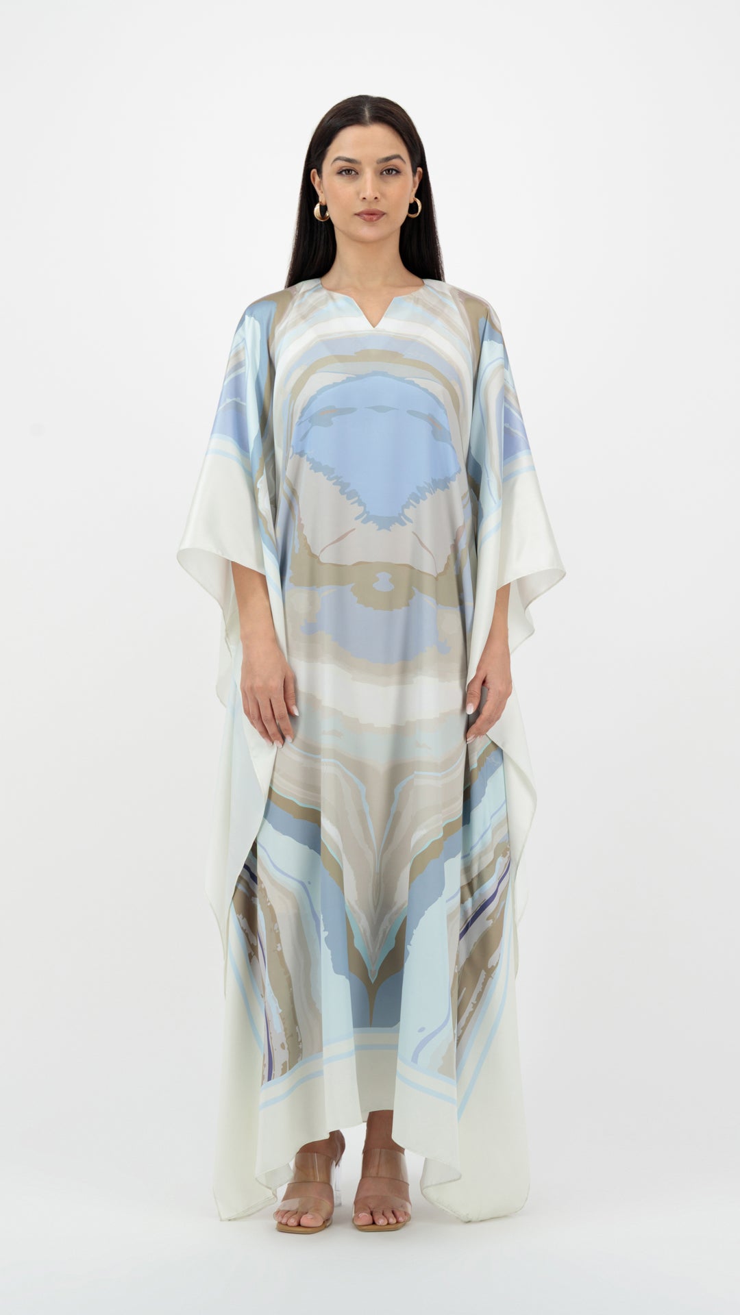 En&Ay Scarf Style Printed dress skyblue