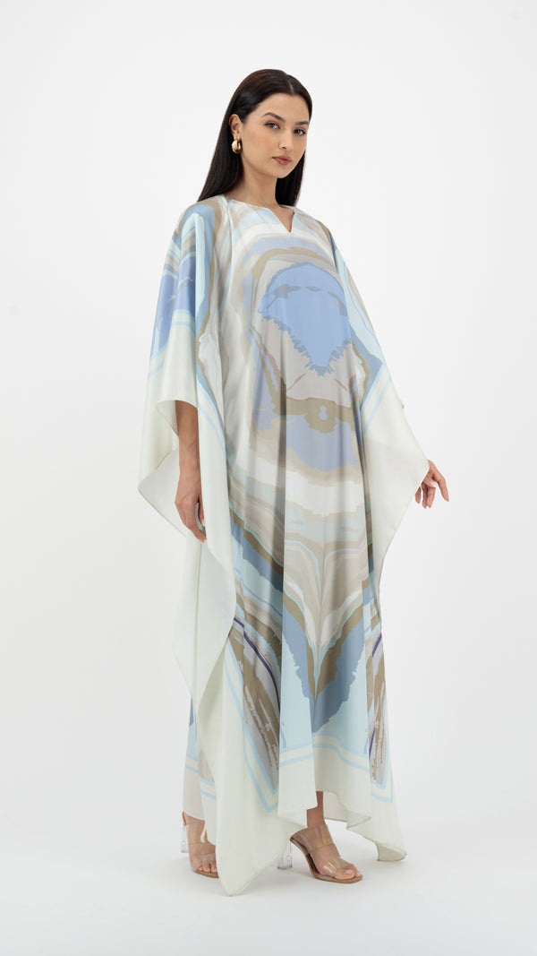 En&Ay Scarf Style Printed dress skyblue