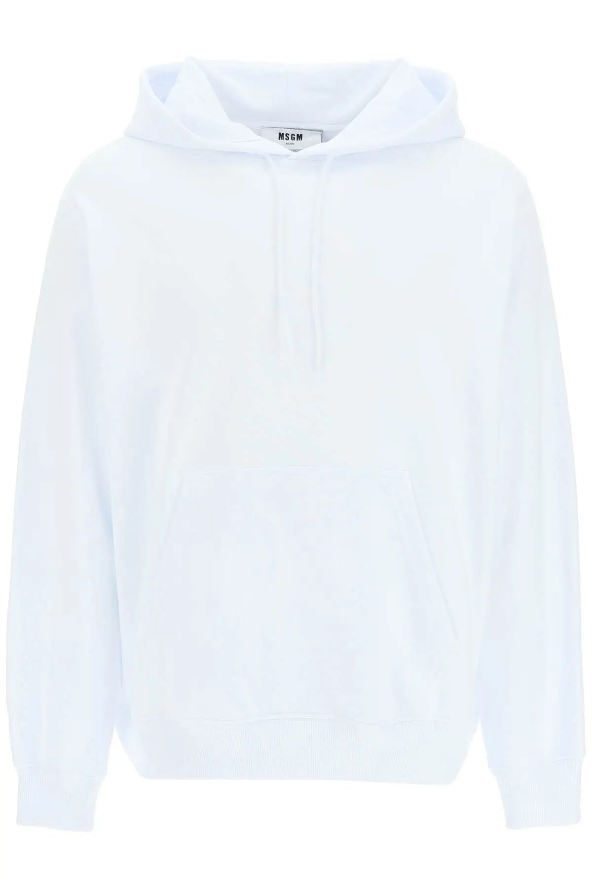 MSGM MAN'S OPTICAL WHITE COTTON SWEATSHIRT