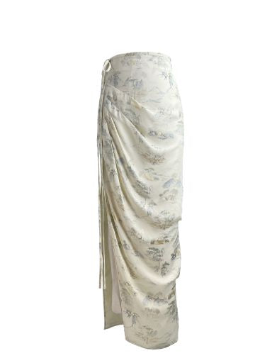 Sara Wong Landscape jacquard half skirt