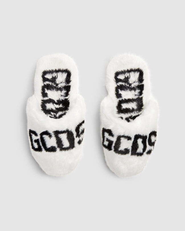 GCDS FUR LOGO SLIPPERS