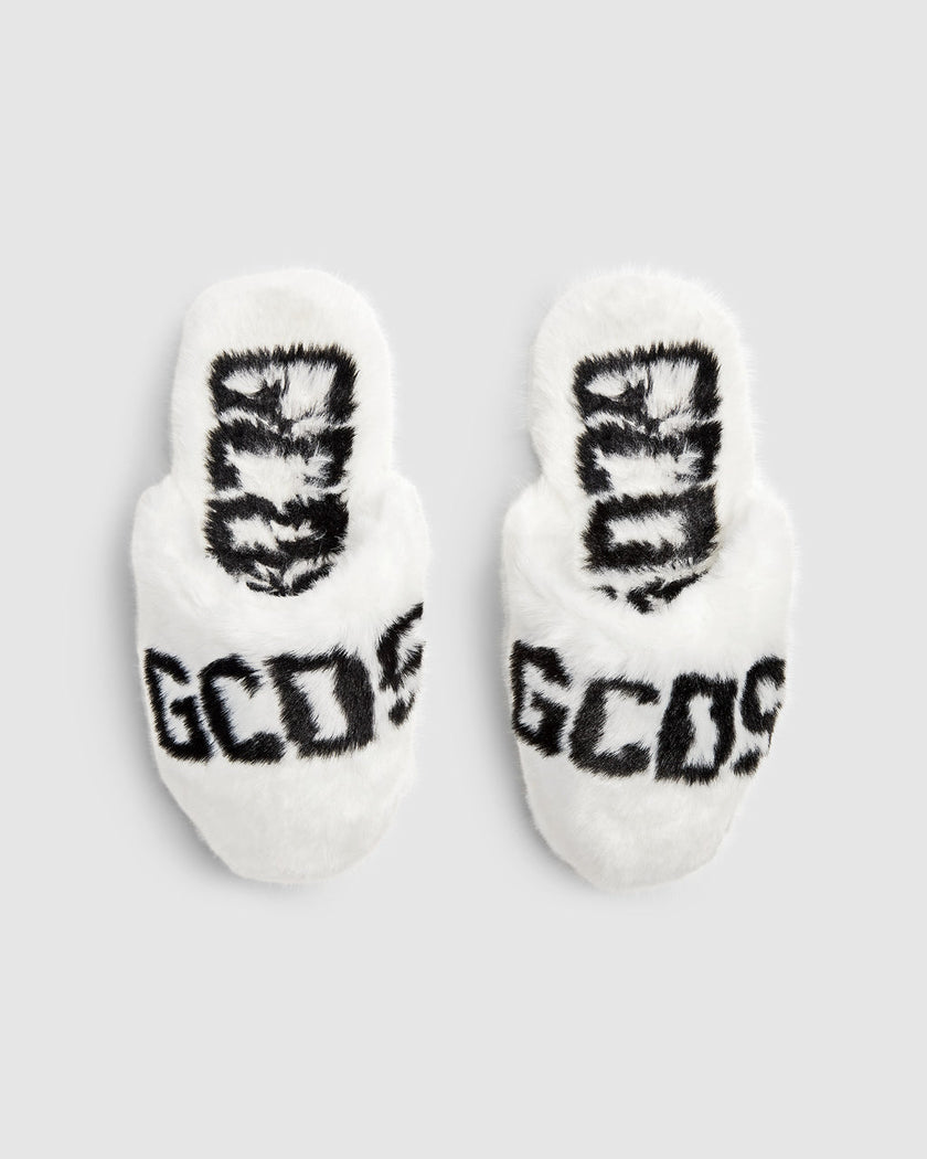 GCDS FUR LOGO SLIPPERS