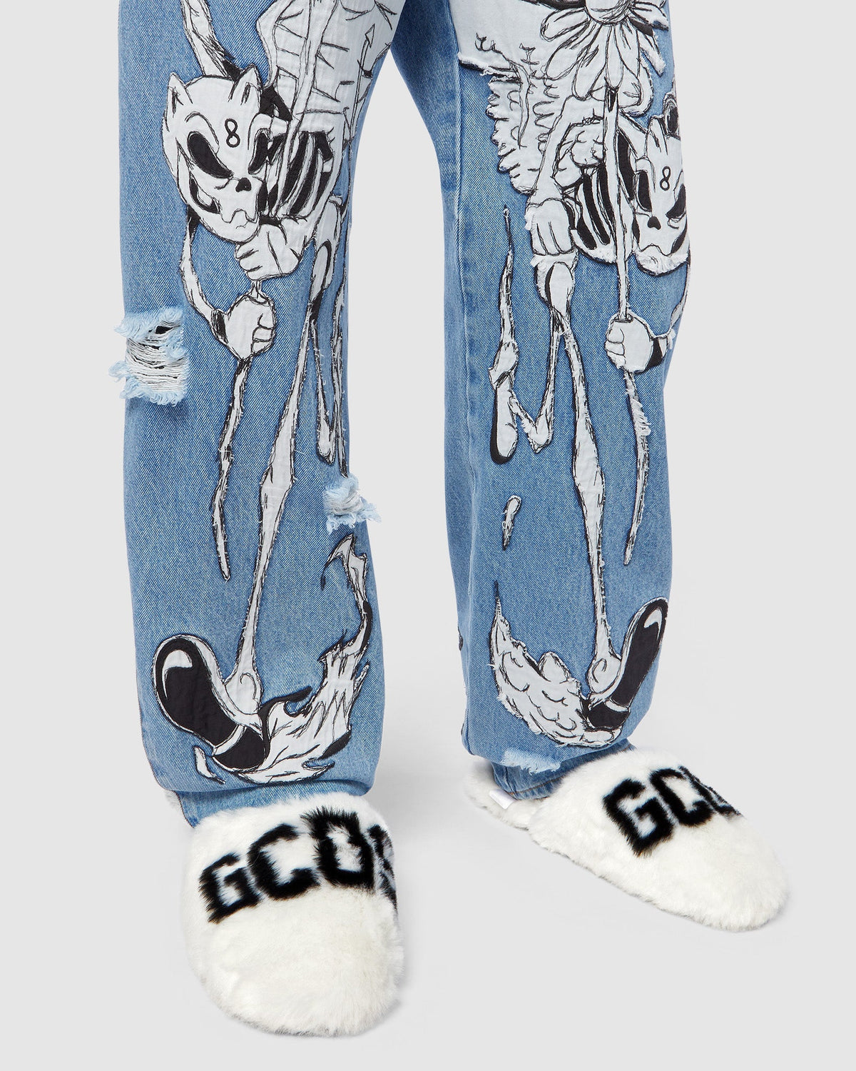 GCDS FUR LOGO SLIPPERS
