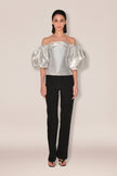 Anouki Off Shoulder Silver Silk Blouse