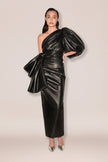 Anouki Single Arm Vegan Leather Dress With Bow Detail