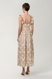 Anouki Floral Bustier Flare Cotton Dress With Ruffles