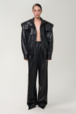 ANOUKI BLACK VEGAN LEATHER BOMBER JACKET