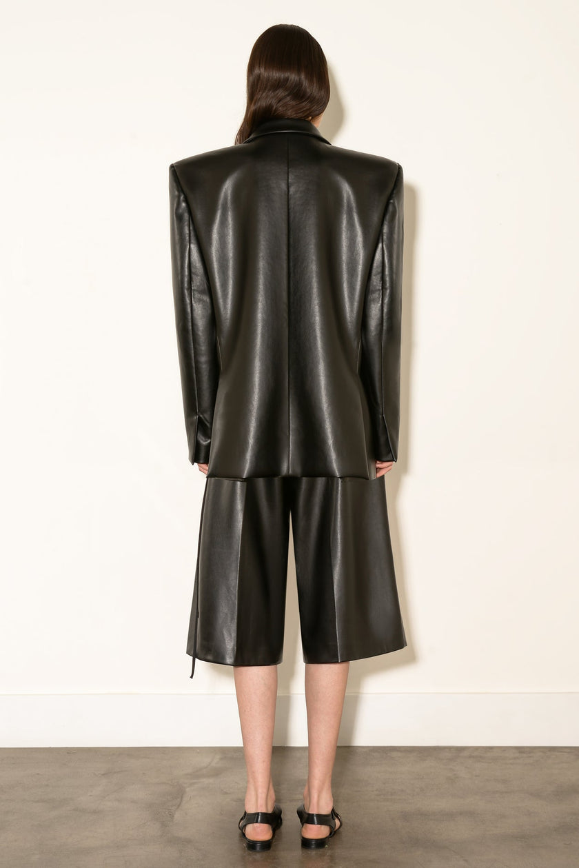 ANOUKI OVERSIZED BLACK VEHAN LEATHER BLAZER