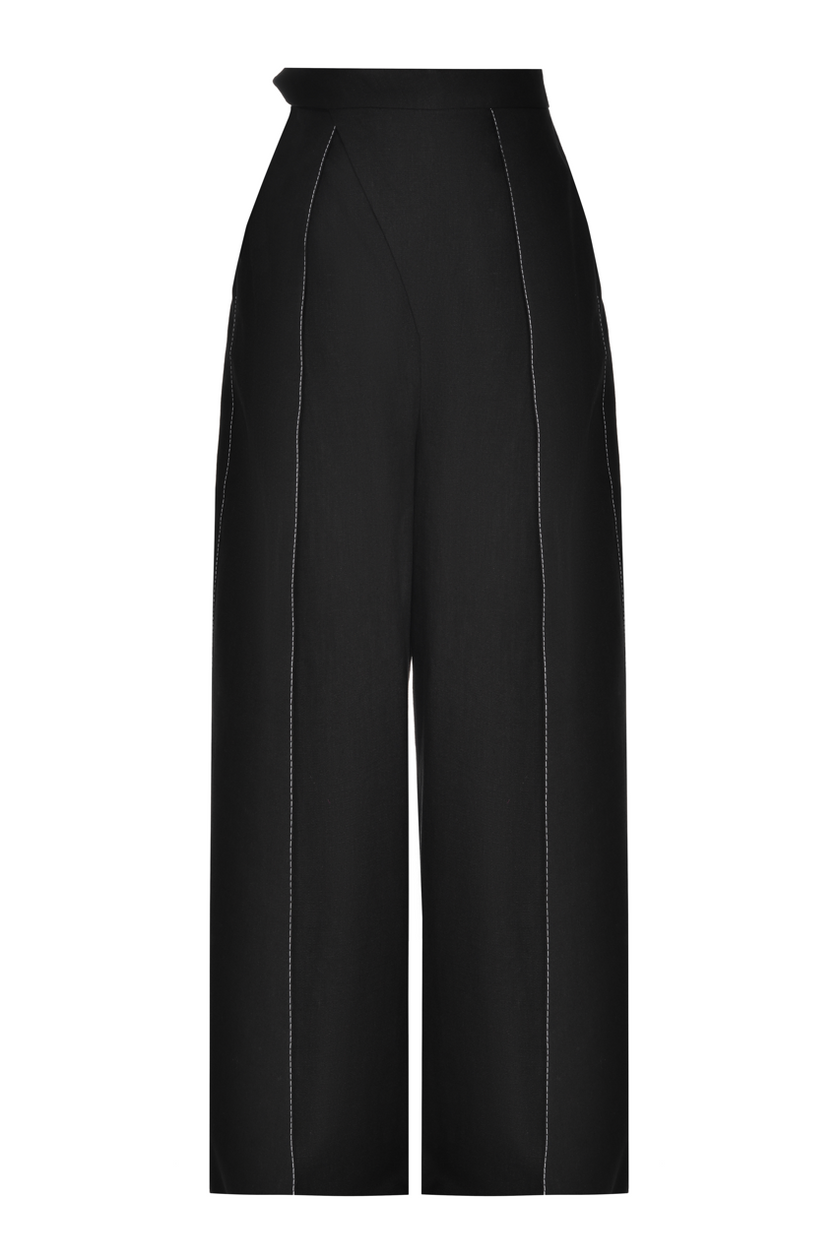 ANOUKI BLACK LINEN HIGH WAISTED PANTS