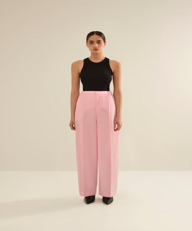 ANOUKI PINK COTTON TAILORED PANTS