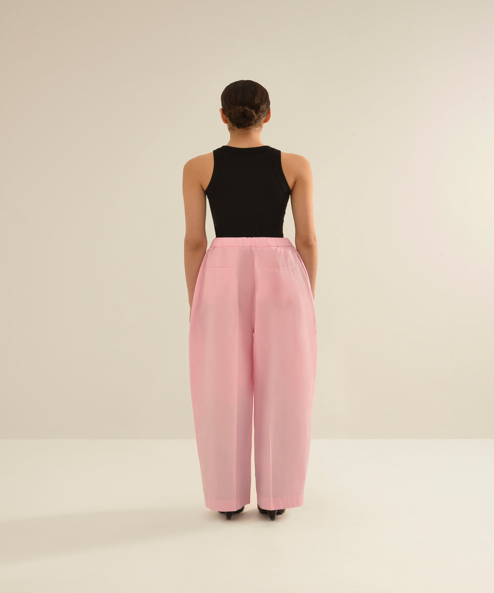 ANOUKI PINK COTTON TAILORED PANTS