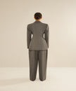 ANOUKI STRIPED GREY WOOL DOUBLE BREASTED BLAZER