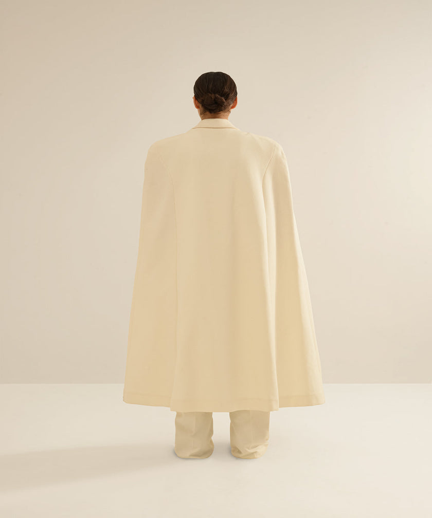 ANOUKI OFF WHITE COTTON CAPE STYLE COAT