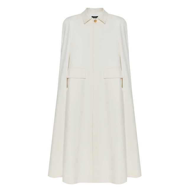 ANOUKI OFF WHITE COTTON CAPE STYLE COAT