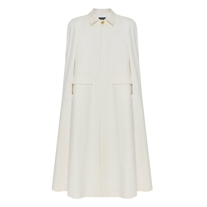ANOUKI OFF WHITE COTTON CAPE STYLE COAT