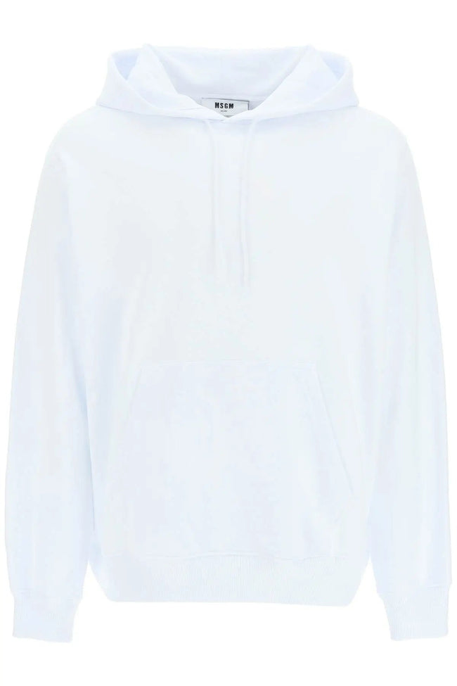 MSGM MAN'S OPTICAL WHITE COTTON SWEATSHIRT