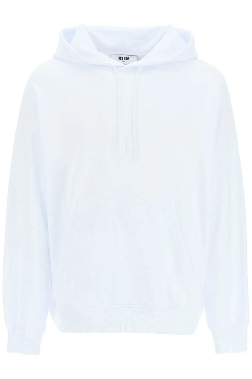 MSGM MAN'S OPTICAL WHITE COTTON SWEATSHIRT