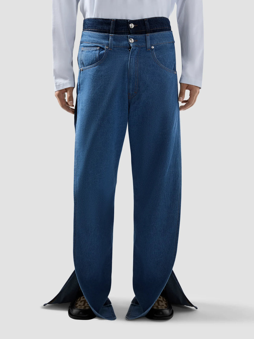 GCDS Denim Layered Loose Fit Trousers