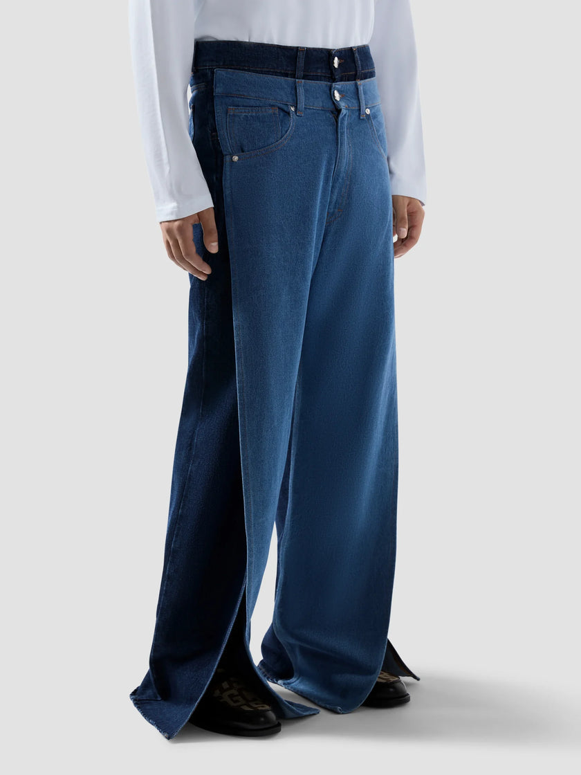 GCDS Denim Layered Loose Fit Trousers
