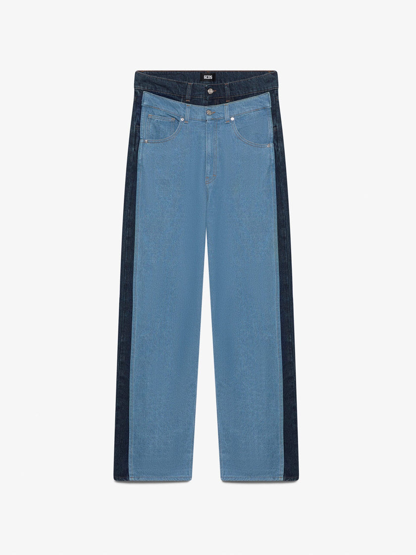 GCDS Denim Layered Loose Fit Trousers