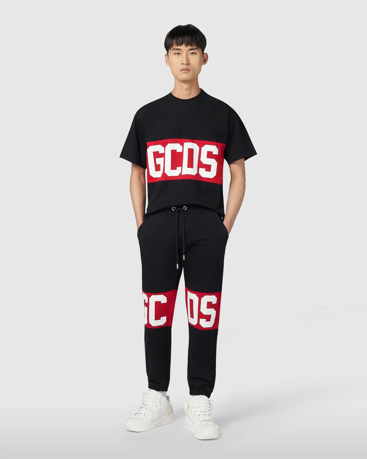 GCDS BAND LOGO REGULAR BLACK SWEATPANTS