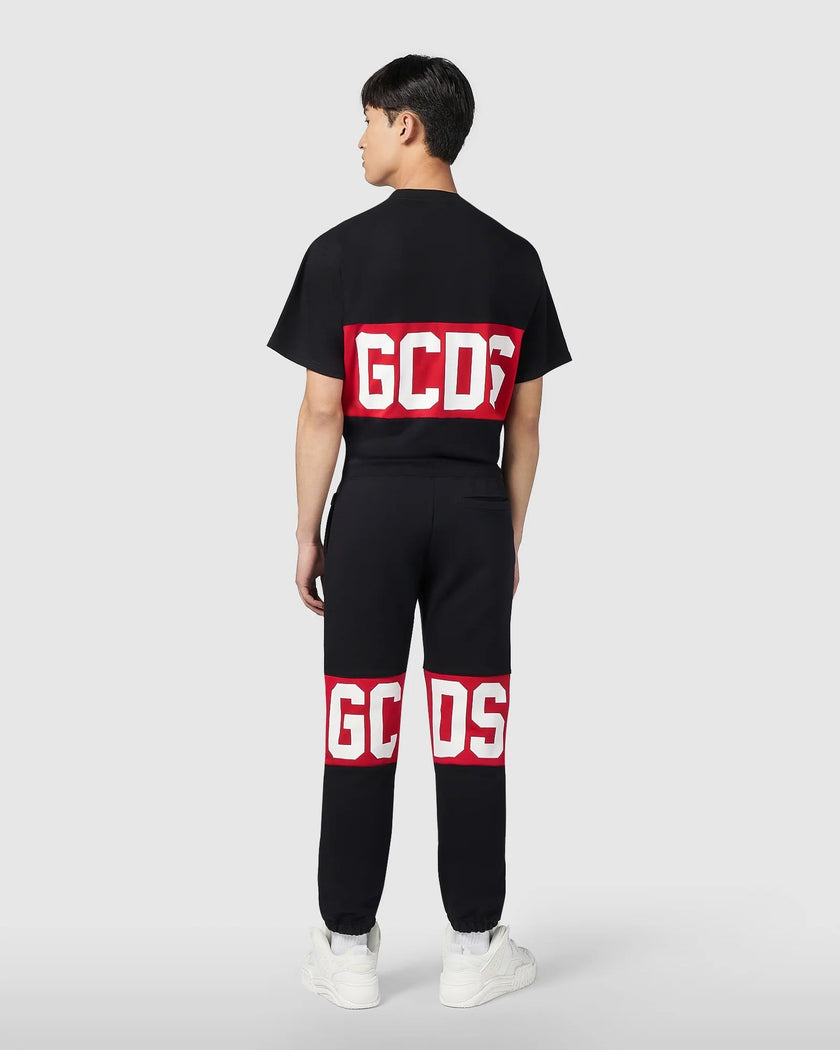 GCDS BAND LOGO REGULAR BLACK SWEATPANTS