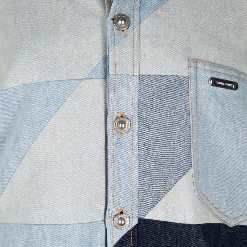 PRIVATE POLICY UPCYCLING PXL CHECKER DENIM SHIRT JACKET