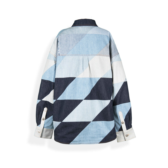 PRIVATE POLICY UPCYCLING PXL CHECKER DENIM SHIRT JACKET