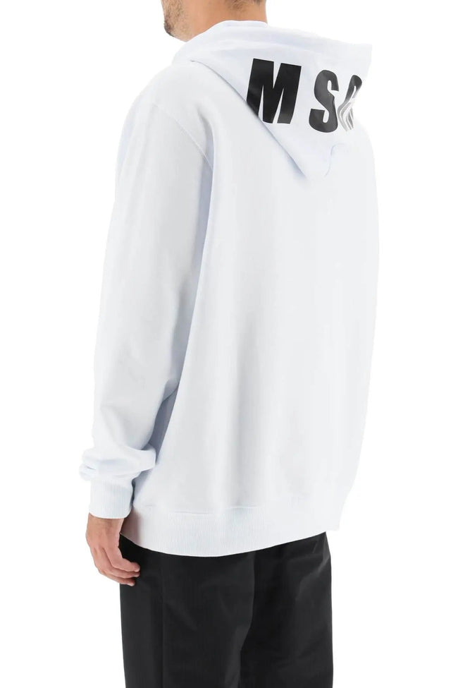 MSGM MAN'S OPTICAL WHITE COTTON SWEATSHIRT
