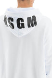 MSGM MAN'S OPTICAL WHITE COTTON SWEATSHIRT