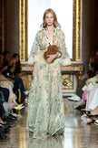 Sara Wong Green patchwork embroidery dress