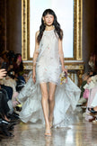 Sara Wong White ostrich fur dress