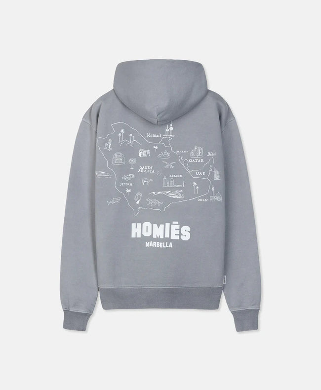 HOMIES MARBELLA MAPA HOODIE VINTAGE LIGHT GREY MIDDLE EAST