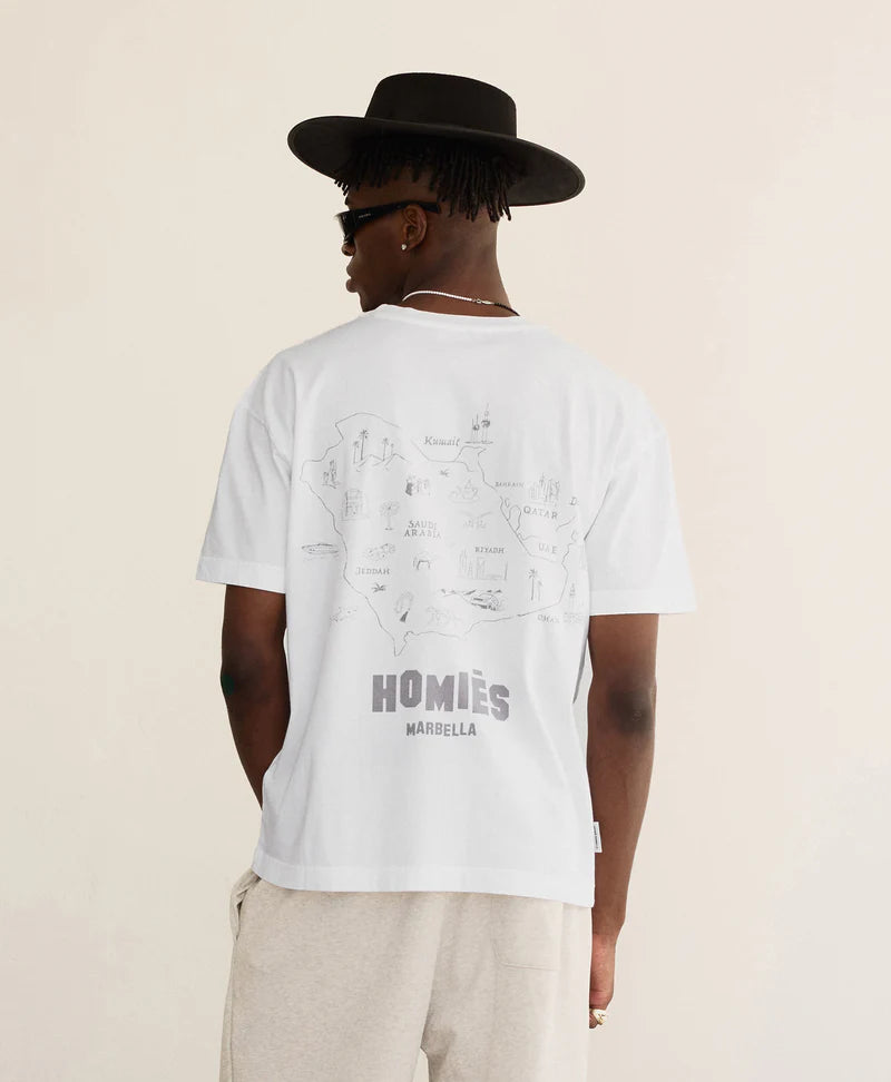 HOMIES MARBELLA MAPA T-SHIRT MIDDLE EAST VINTAGE WHITE