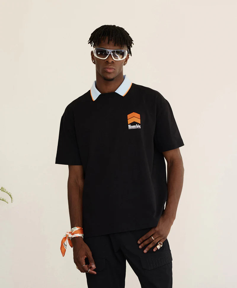 HOMIES MARBELLA CHEVRON T-SHIRT BLACK ORANGE