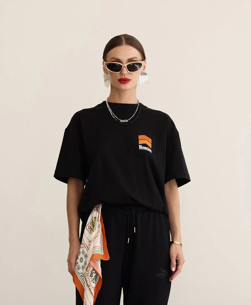 HOMIES MARBELLA CHEVRON T-SHIRT BLACK ORANGE