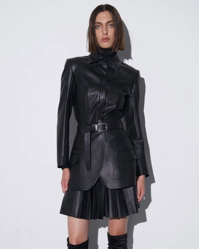 GUDO VEGAN LEATHER MINI SKIRT