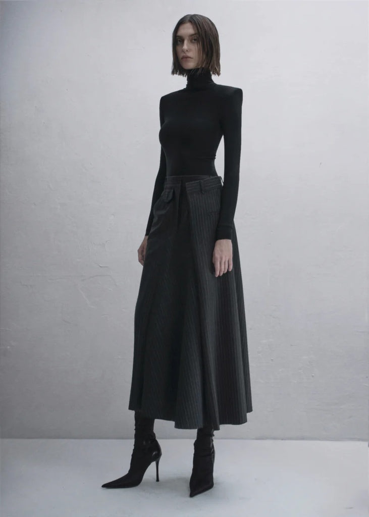 GUDU GUDO ASYMMETRIC MIDI SKIRT