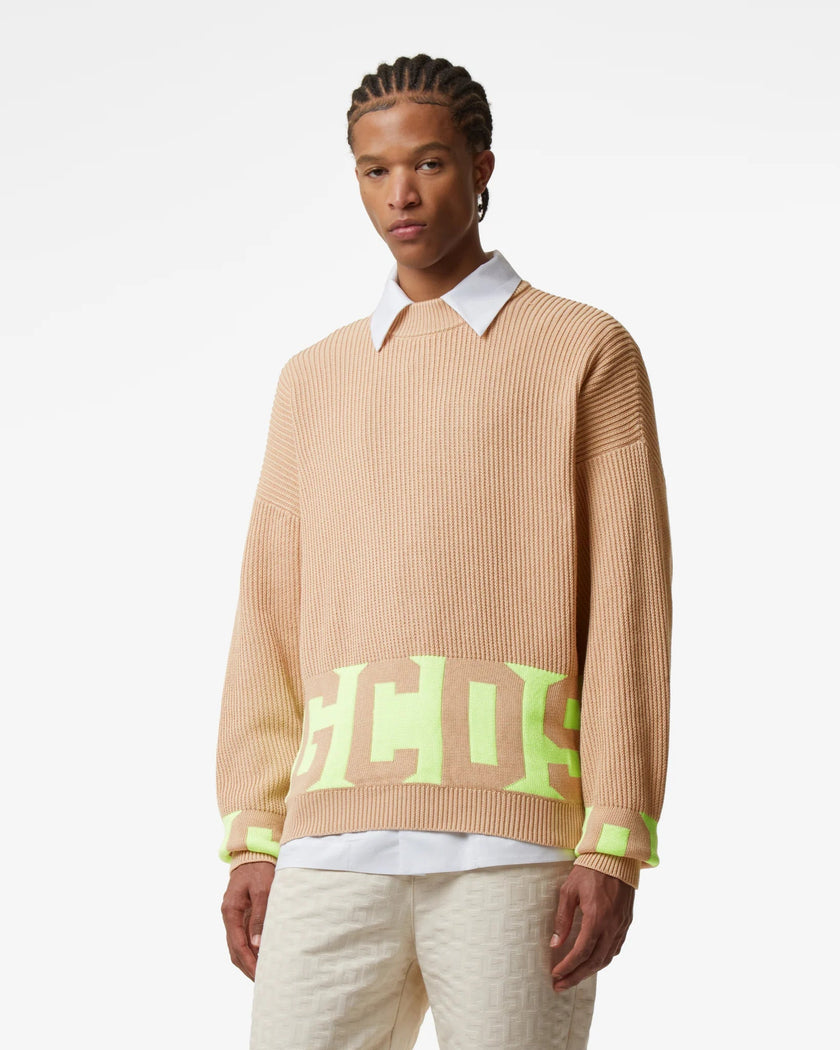 GCDS LIGHT BROWN LOW BAND SWEATER